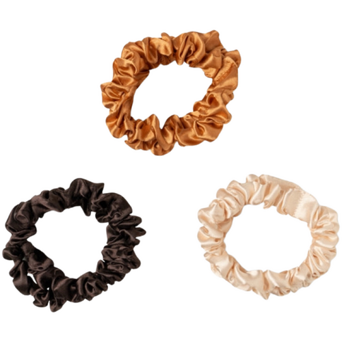 Crush Take Care Silky Satin Scrunchies Multi - Brown