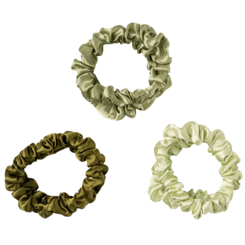 Crush Take Care Silky Satin Scrunchies Multi - Green